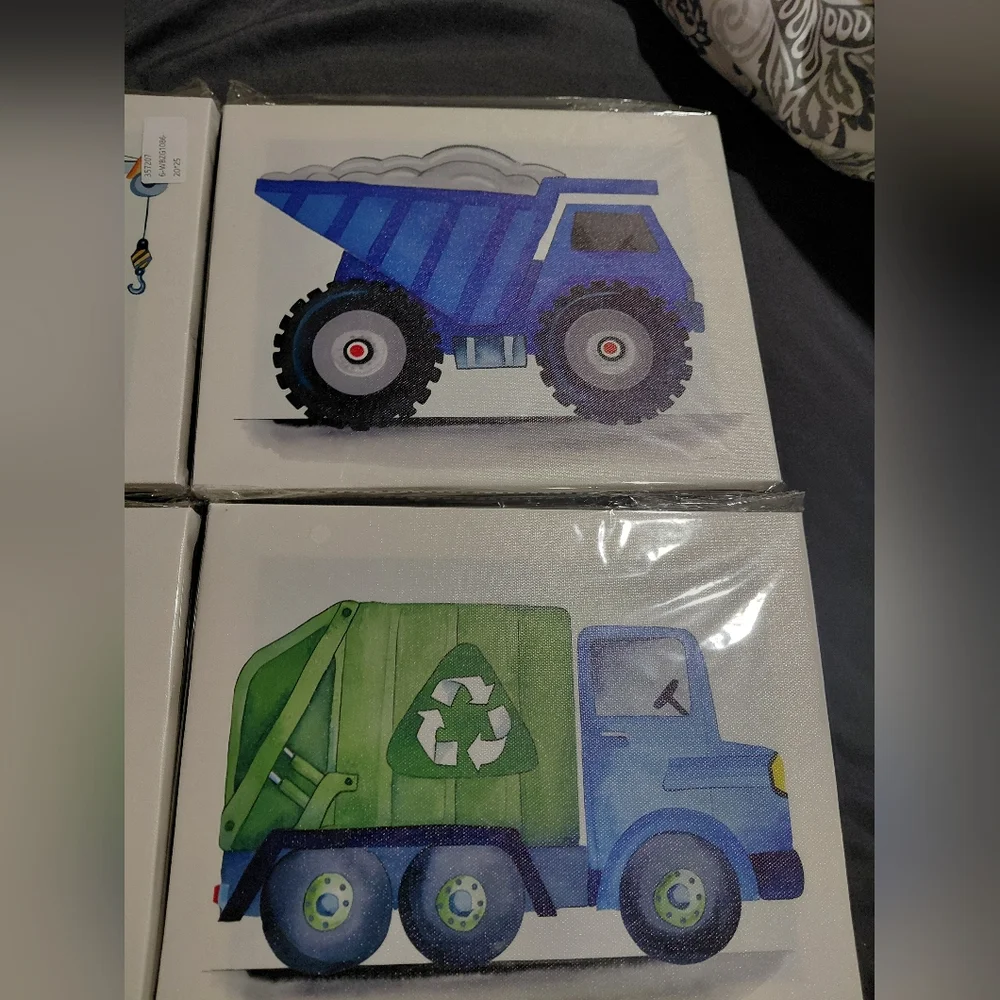 Kids Construction Vehicle Canvas Art Set - Picture 2 of 7
